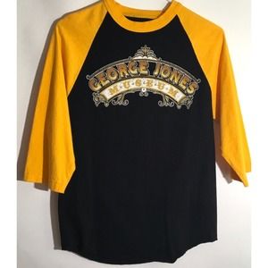 George Jones Museum Vintage Tee Size Small Black & Yellow Raglan Sleeve T-Shirt